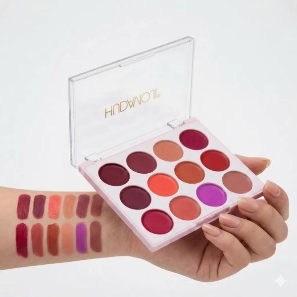 Matte Lipstick Palette with 12 Nude and Pink Shades – Professional, Long-Lasting, Highly Pigmented Lip Makeup Kit for Women