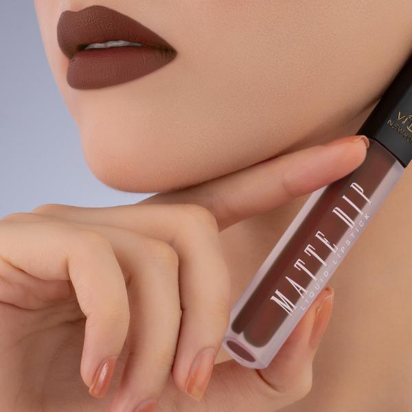 Matte Dip Liquid Lipstick Mocha Frappe-404 - Transfer-Proof Hydrating Chocolate Brown Lip Color