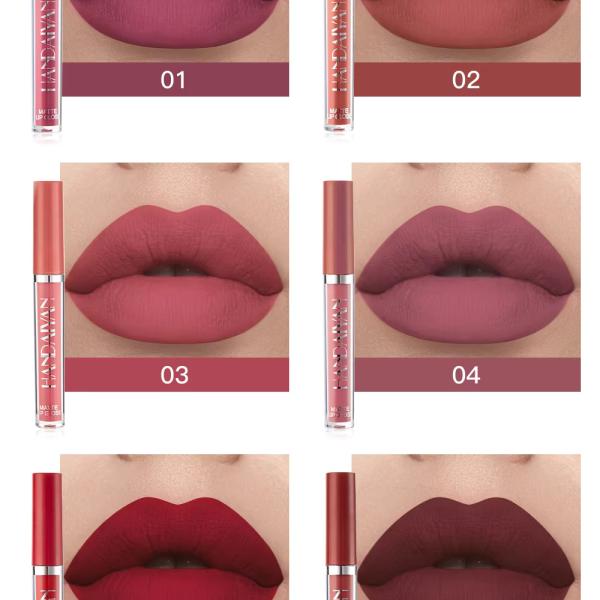 Handaiyan 6-Piece Lip Gloss Set - Velvet Moisturizing Waterproof Matte Lipstick Kit with Non-Stick Formula