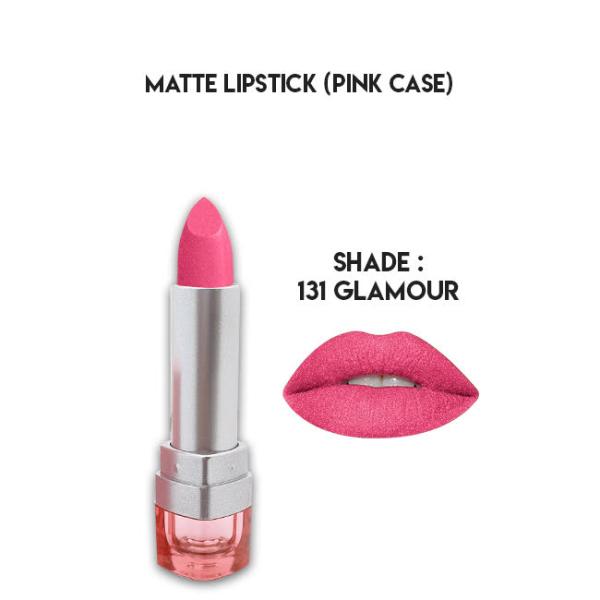 Glamorous Face Matte Lipstick with Vitamin E & Aloe Vera - Pink Case