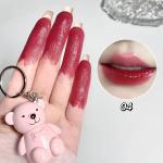 Gloss Texture Lip Glaze with Velvet Bear Keychain – Long-Lasting Lip Mud Lipstick for Women and Girls