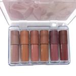 Pack of 6 Nude Matte Lip Gloss Set - Waterproof, Long-Lasting Shades for Girls and Women