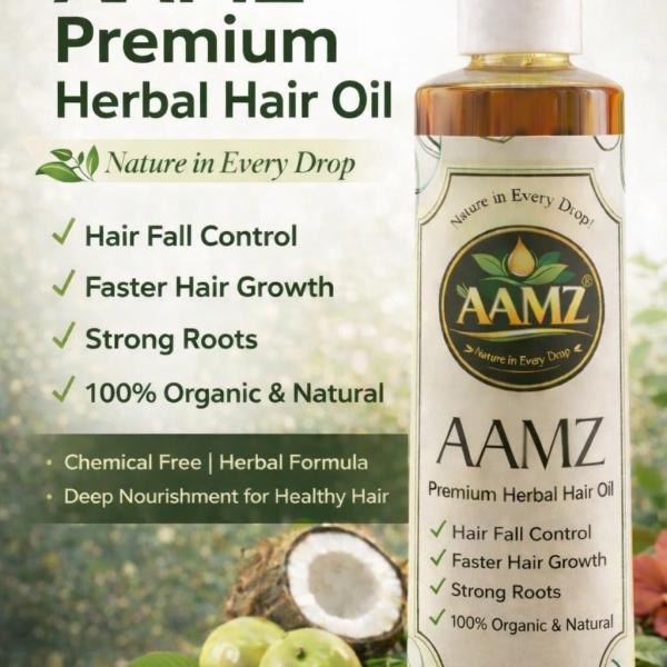 AAMZ Herbal Hair Oil 100ML – Organic Hair Fall Control, Hair Growth Oil, Strong Roots, For Men & Women