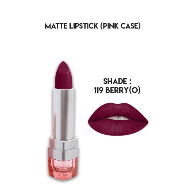 Glamorous Face Matte Lipstick with Vitamin E & Aloe Vera - Pink Case