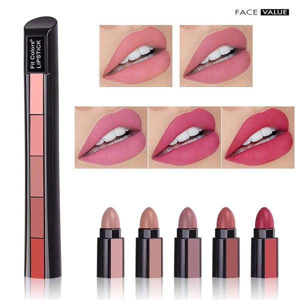 Renée FAB 5 5-In-1 Waterproof Velvet Matte Lipstick Stick - Long-Lasting, Multi-Shade Compact