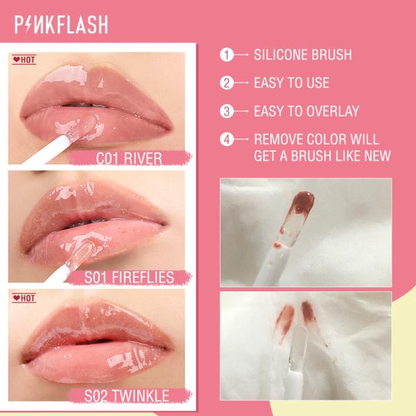PINKFLASH Thick Lip Gloss Base Makeup - 27g Moisturizing Plumping Lip Shine with Silicone Brush