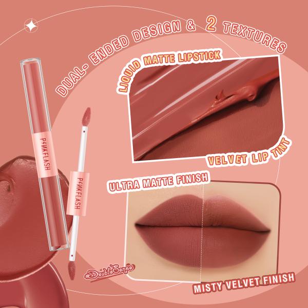 PinkFlash Duo 2-in-1 Liquid Matte Lipstick with Misty Effect PF-L13