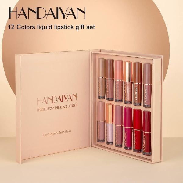 HANDAIYAN 12 Colors Matte Liquid Lipstick Set - Velvet Lip Gloss Combo