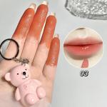 Gloss Texture Lip Glaze with Velvet Bear Keychain – Long-Lasting Lip Mud Lipstick for Women and Girls