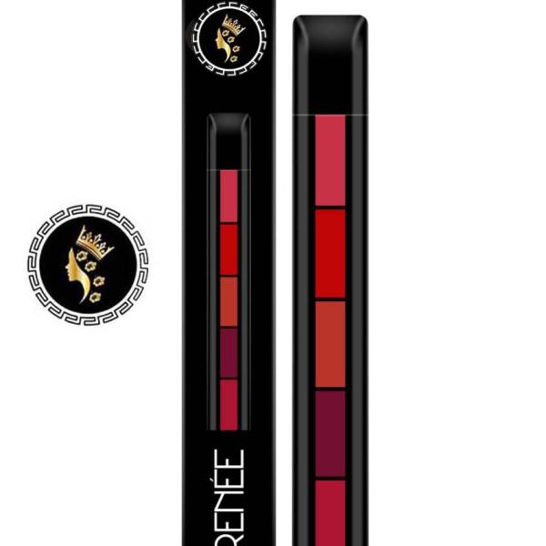 Renée FAB 5 5-In-1 Waterproof Velvet Matte Lipstick Stick - Long-Lasting, Multi-Shade Compact