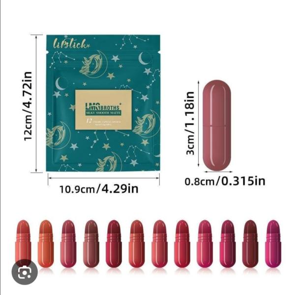 Mini Beauty Pods with 12 Shades in One Pouch - Thermochromic, Moisturizing Lip Tint Capsules with Starry Packaging