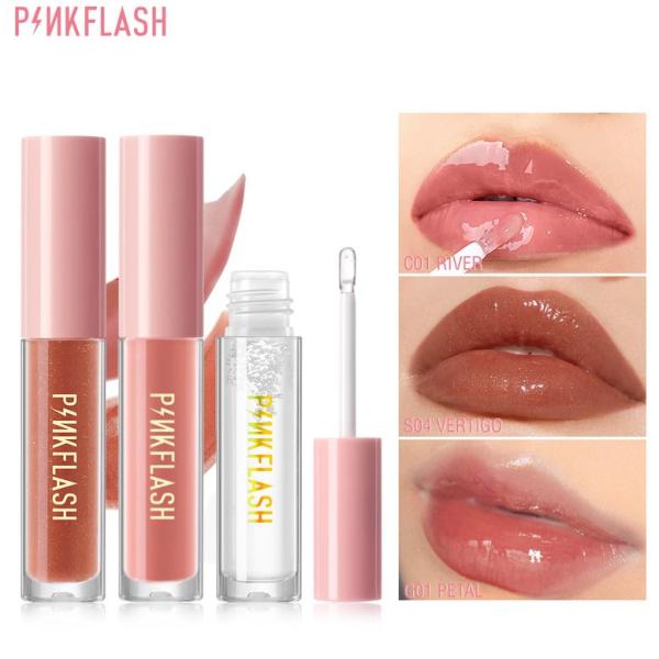 PINKFLASH Thick Lip Gloss Base Makeup - 27g Moisturizing Plumping Lip Shine with Silicone Brush