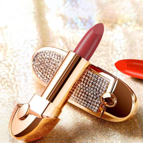 Hengfeng Diamond Radiance Matte Lipstick with Built-In Mirror - Long-Wear Velvet Finish