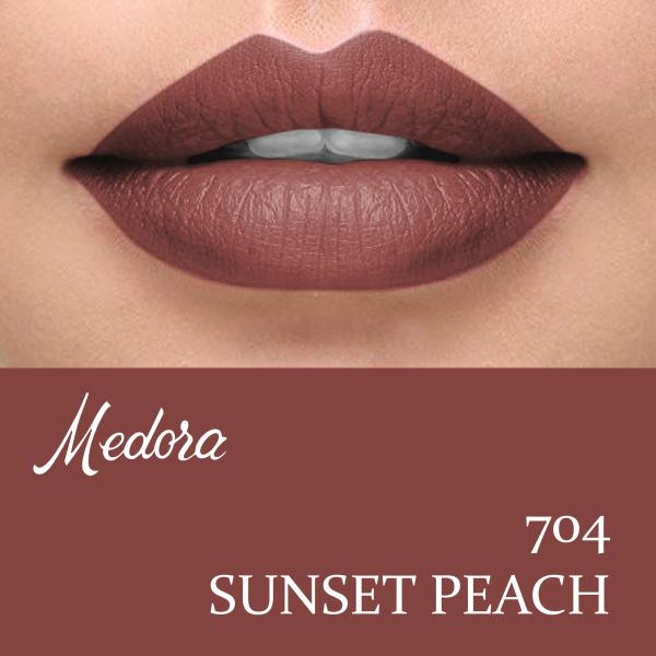Medora Lipstick Shade 704 Sunset Peach – Creamy Long-Lasting Lip Color