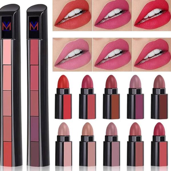 5 in 1 Matte Lipstick Set - Waterproof, Long Lasting Lipsticks in Random Shades 3.5g