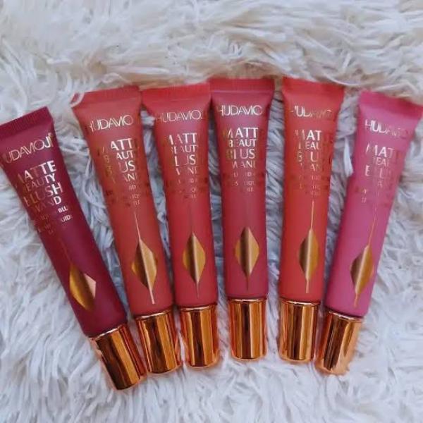 Hudamoji 6-Piece Liquid Blush Set - Lightweight, Creamy, Blendable Cheek Tint for Natural Long-Lasting Color