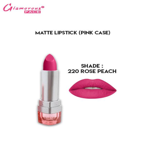 Glamorous Face Matte Lipstick with Vitamin E & Aloe Vera - Pink Case