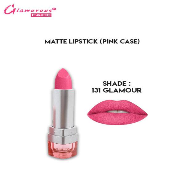 Glamorous Face Matte Lipstick with Vitamin E & Aloe Vera - Pink Case