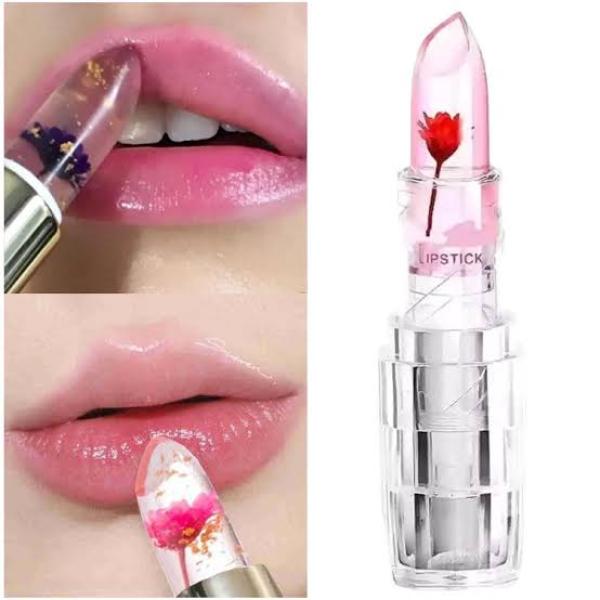 Magic Temperature Color Changing Lipstick 6-Pack with Real Flower in Transparent Jelly Balm