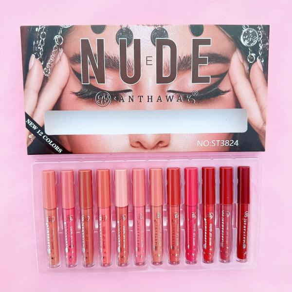 Beautious Matte Lipgloss Set of 12 - Nude and Reddish Shades