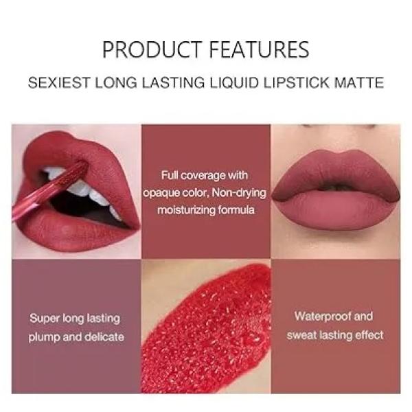 KS-ONE Nude Makeup Lipstick Kit - 6 Pieces Liquid Velvet Matte Long-Lasting Waterproof Lipsticks