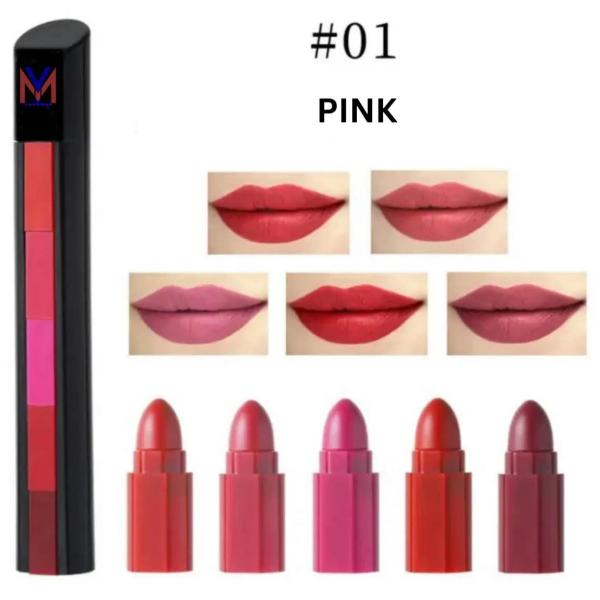 5 in 1 Matte Lipstick Set - Waterproof, Long Lasting Lipsticks in Random Shades 3.5g