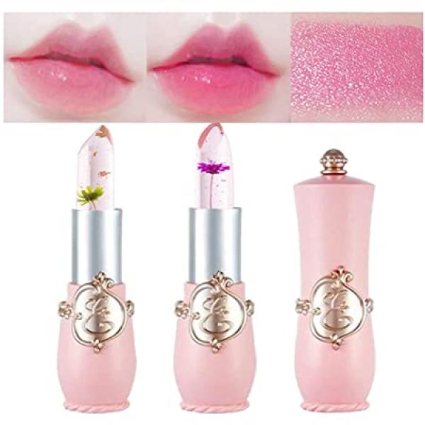 EMPER Transparent Flower Jelly Lipstick - Temperature Color Change, Waterproof, Long Lasting