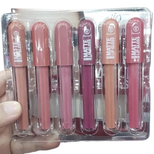 6-Piece Nude Red Matte Lipgloss Set – Long-lasting Matte Liquid Lipsticks