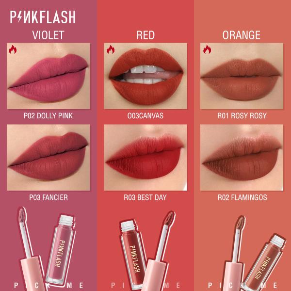 Pinkflash Soft Matte Liquid Lipstick - Waterproof, Moisturizing, Highly Pigmented in 14 Shades