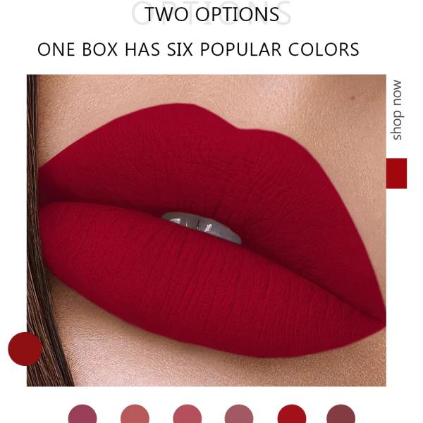 Handaiyan 6-Piece Lip Gloss Set - Velvet Moisturizing Waterproof Matte Lipstick Kit with Non-Stick Formula