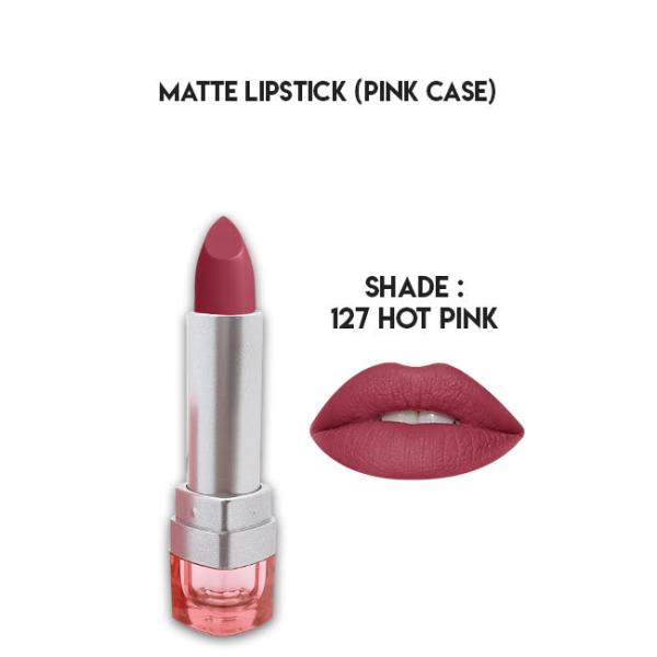 Glamorous Face Matte Lipstick with Vitamin E & Aloe Vera - Pink Case