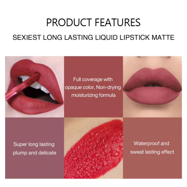 Handaiyan 6-Piece Lip Gloss Set - Velvet Moisturizing Waterproof Matte Lipstick Kit with Non-Stick Formula