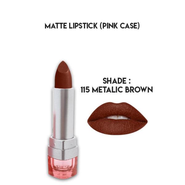 Glamorous Face Matte Lipstick with Vitamin E & Aloe Vera - Pink Case