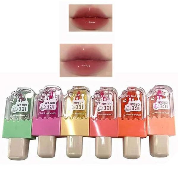 Ice Cream Shape Lip Gloss Lip Balm with Pink Shiny Waterproof Finish