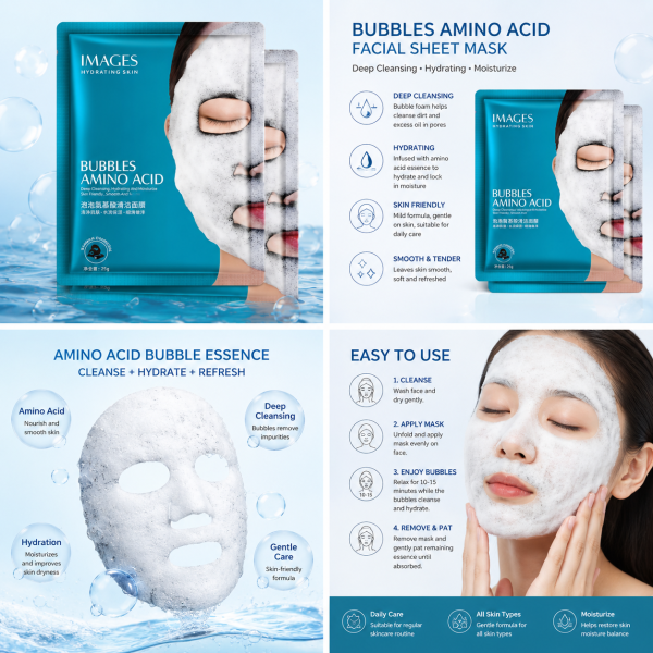 Amino Acid Bubble Face Sheet Mask – Deep Cleansing & Hydrating Care
