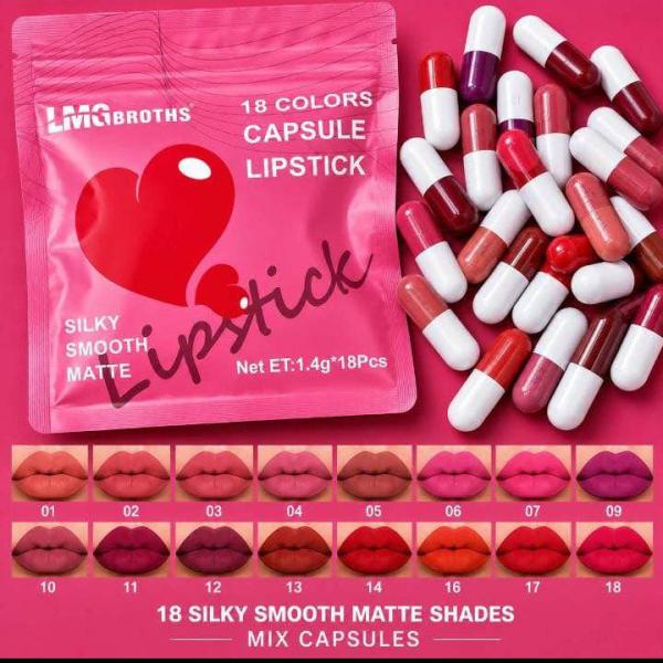 18-Piece Velvet Capsule Lipstick Set - Mini Matte, Waterproof & Moisturizing