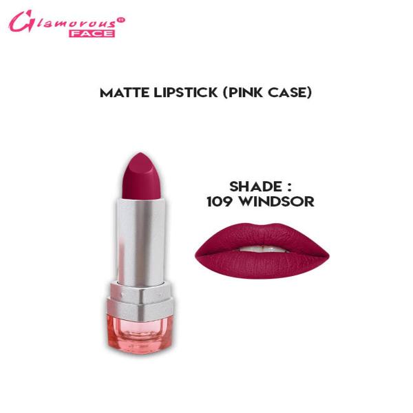 Glamorous Face Matte Lipstick with Vitamin E & Aloe Vera - Pink Case