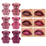 MOCALLURE Bear Matte Lip Gloss Keychain Pack of 6 with Magic Color Changing Pink Shade