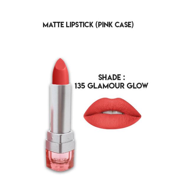 Glamorous Face Matte Lipstick with Vitamin E & Aloe Vera - Pink Case