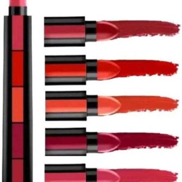 5 in 1 Matte Lipstick Set with Red, Brown, Nude, Pink & Maroon Shades - Long-Lasting Creamy Waterproof Lip Gloss
