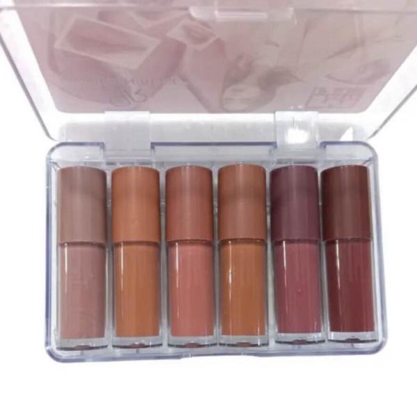 Pack of 6 Nude Matte Lip Gloss Set - Waterproof, Long-Lasting Shades for Girls and Women