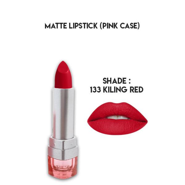 Glamorous Face Matte Lipstick with Vitamin E & Aloe Vera - Pink Case