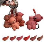 Gloss Texture Lip Glaze with Velvet Lip Bear Keychain - Long Lasting Lipstick for Women and Girls