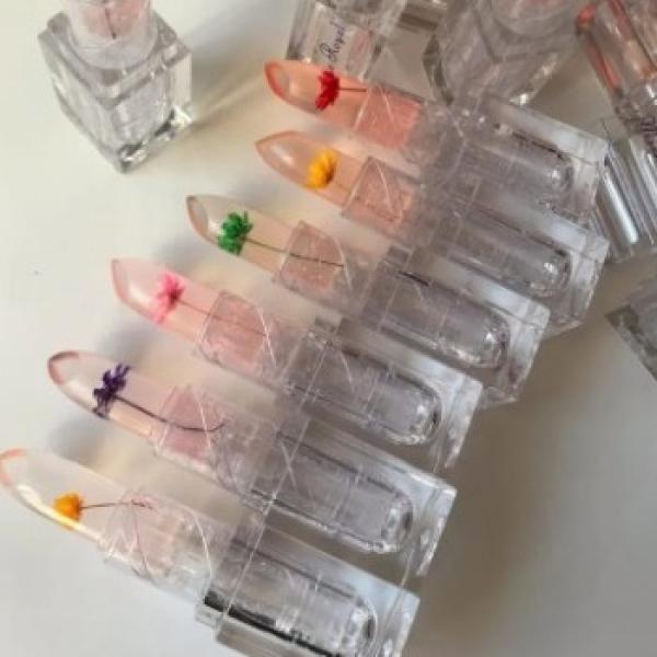 Flower Jelly Lipstick with Transparent Color and Color-Changing Flower Effect