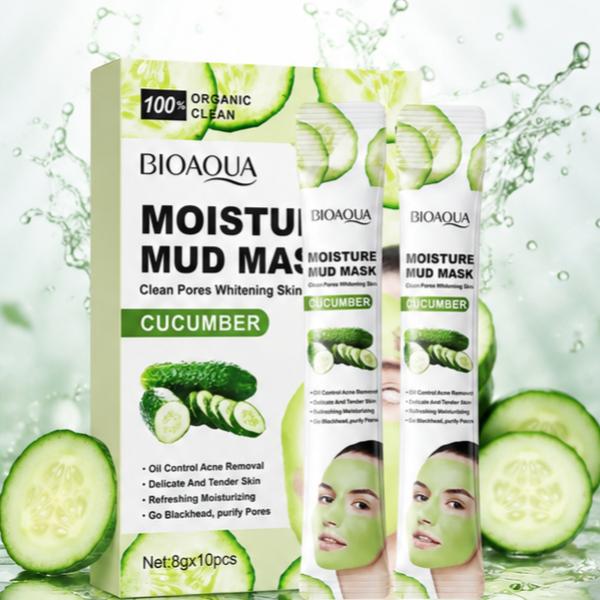 BIOAOUA Cucumber Mud Face Mask 10Pcs Oil Control Refreshing 80g
