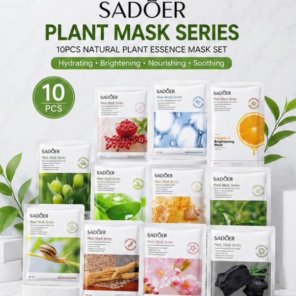 BIOAQUA 10-Pack Fruit Plant Extract Facial Sheet Masks Hydrating Glow