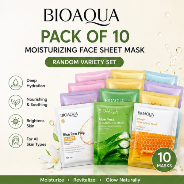 BIOAQUA 10-Pack Moisturizing Face Sheet Masks Random Variety Set