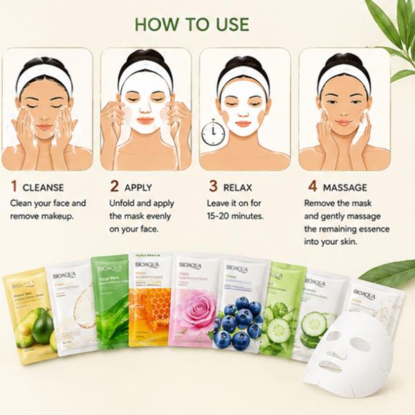 BIOAQUA 10-Pack Moisturizing Face Sheet Masks Random Variety Set