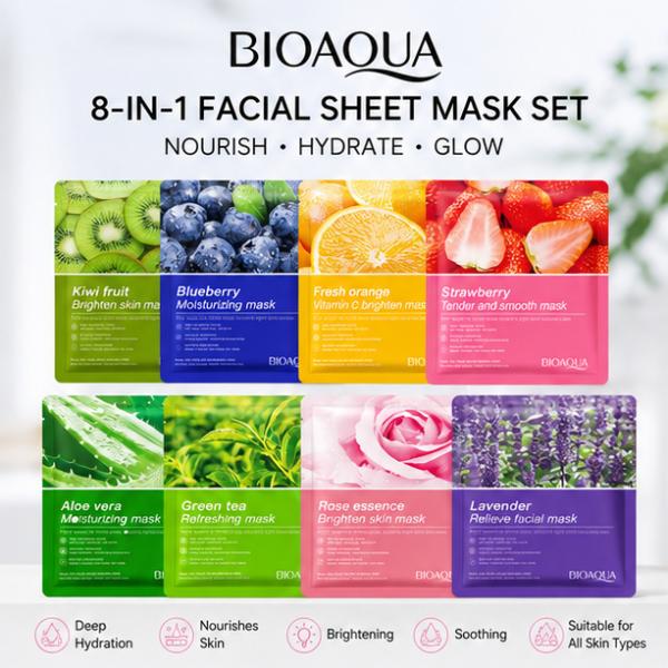 BIOAQUA 5Pcs Moisturizing Face Sheet Mask – Dryness Care & Hydration