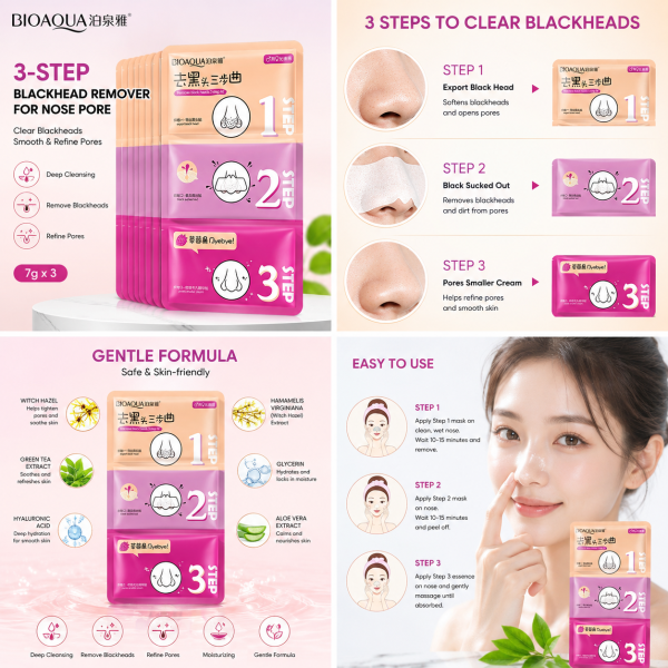 BIOAQUA BQY1825 3-Step Blackhead Remover Nose Mask 7g x 3